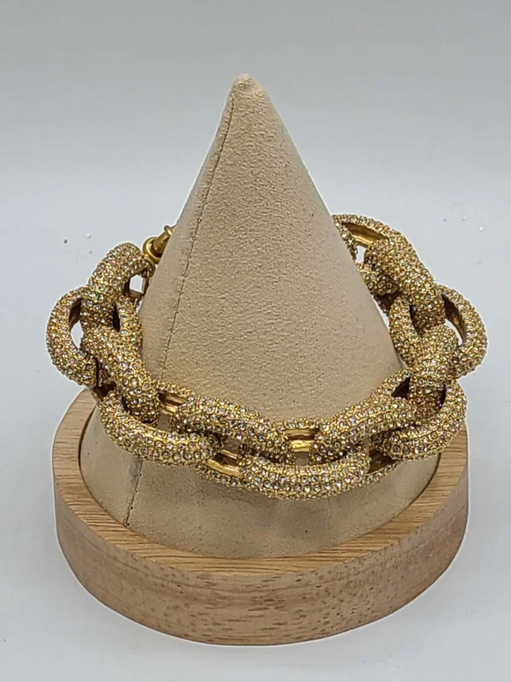 J Crew Chunky Gold Tone Pave Bracelet Like New